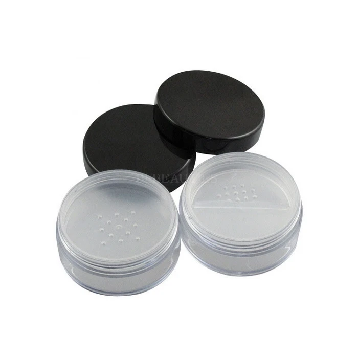 

200pcs Transparent Clear Empty PS Loose Powder Sifter Box, Clear Sifter Plastic Cosmetic Container Jars Bottles