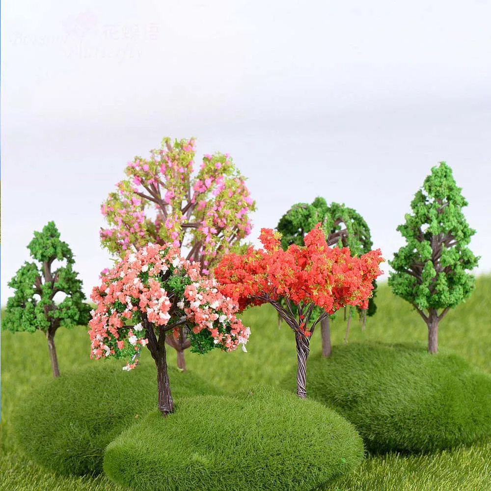 Plastic Mini Simulation Trees Kawaii Willow Sakura Mini Home Decoration Garden Microlandscape Miniatures Figurines