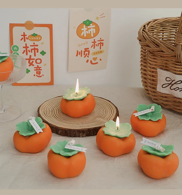 

Creative Persimmon Scented Candles Souvenir Bulk Candles Scented Fragrance Free Shipping Gifts Aromatherapy For Home Decoration