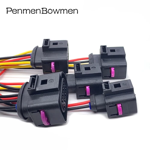 Imagen 2 del producto 1 Juego de 2 3 4 5 6 8 10 pines 3,5mm bobina de encendido automático conector impermeable hembra enchufe del Sensor de bocina de coche con Cable 1J 0973722   Para VW