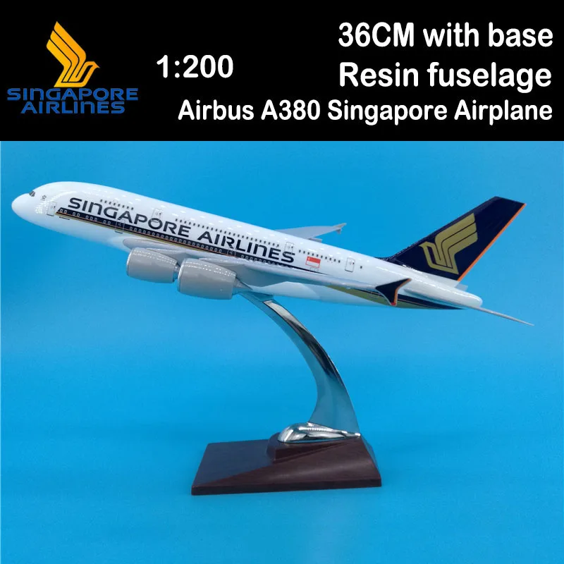 

1:200 36CM A380 Singapore Airplanes Aircraft Plane Model with Base Resin Airliner Display Adult Toy Model Collection Gift