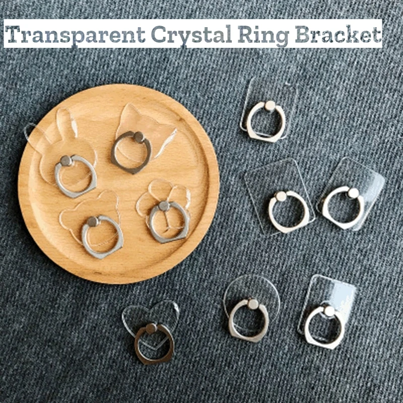 Spin Finger Ring Mobile Phone 360 Degree Stand Holder Smart Round Phone Ring Transparent Cat holder Heart Socket Car Mount Stand