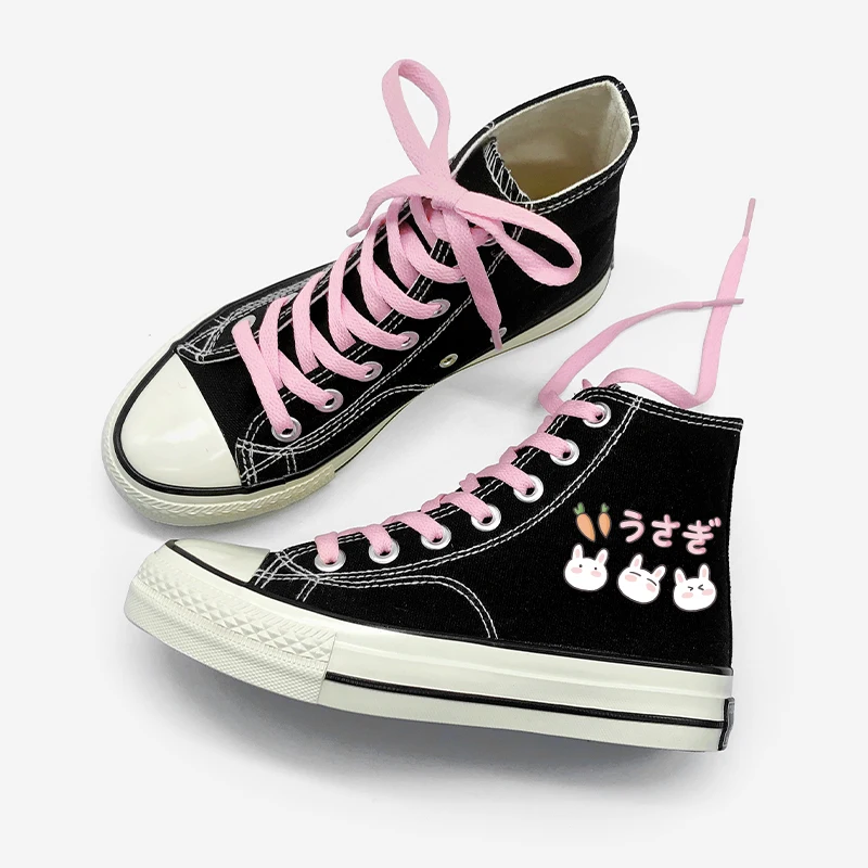 Amy and Michael 2021Spring Lovely Young Students Canvas Shoes Cartoon Anime Girls Vulcanized Shoes Women Casual Lace Up Sneakers