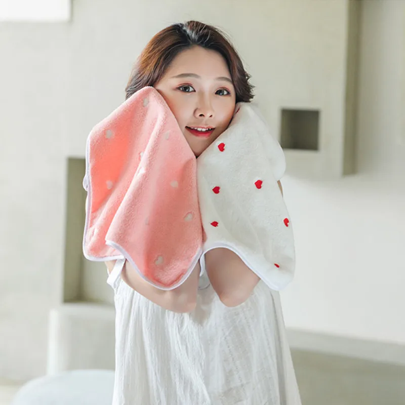 

1Pc 34x34cm Super Soft Coral Fleece Love Star Moon Embroidery Bathroom Children Square Absorbent Face Towel