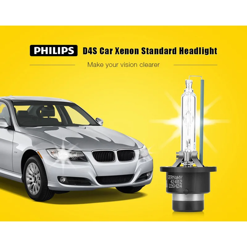 Philips-bombilla de Xenón HID D4S para coche, Bombilla Original estándar de 35W, 4200K, D4S, ECE 42402C1, par, 2 uds.