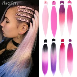 26inch Pre Stretched Easy Braid Hair Kanekalon Ombre Jumbo Braiding Hair Extension Braid Hair Pink Purple African Woman