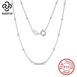 Rinntin 100% 925 Sterling Silver Side Chain with Small Ball Bead Necklace Simple Women's Neck Chain Jewelry for Pendant SC22