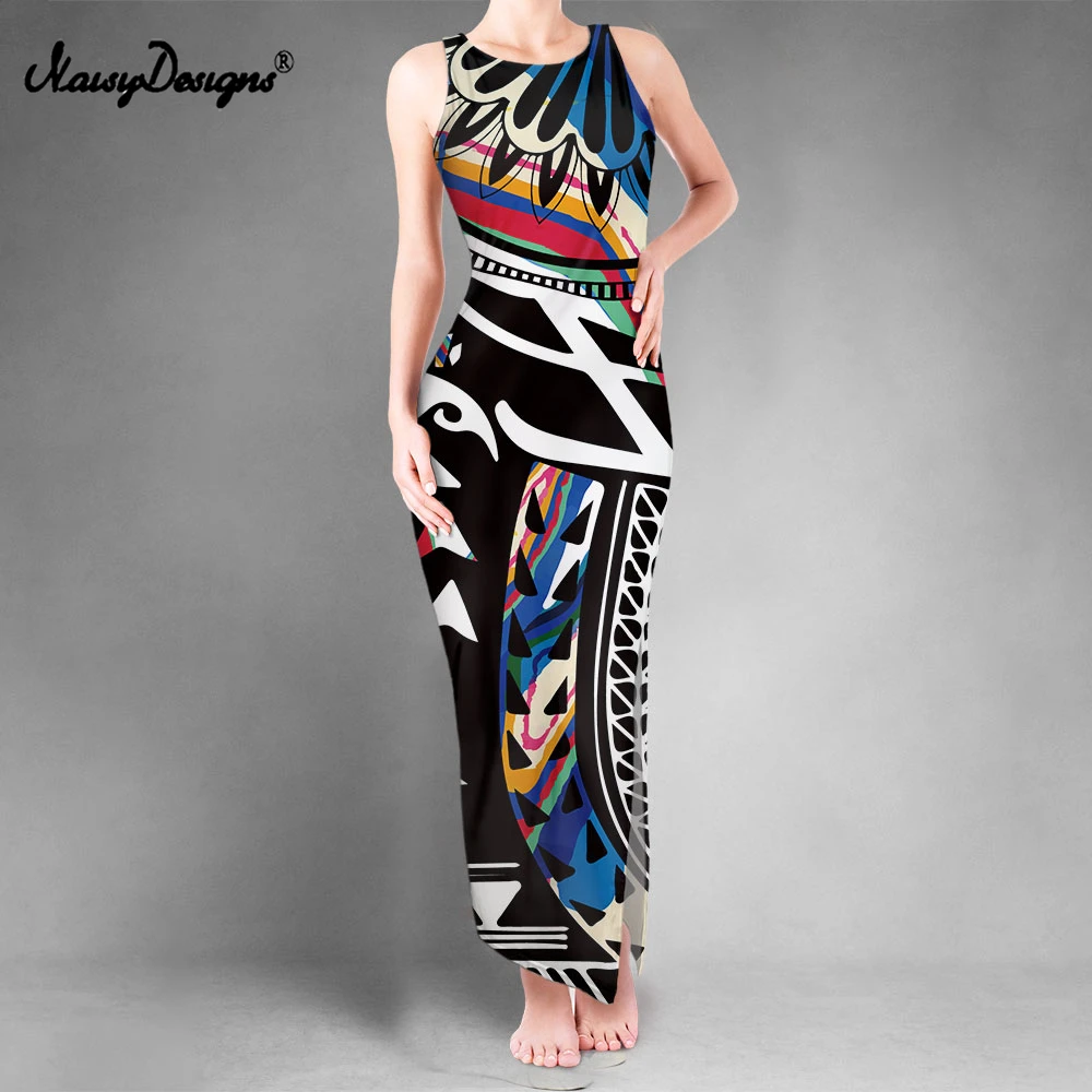 Noisydesigns Women Dresses Summer 2021 Colorful Feather Prints African Double Slit Vest Beach Party Luxury Vestidos de Mujer