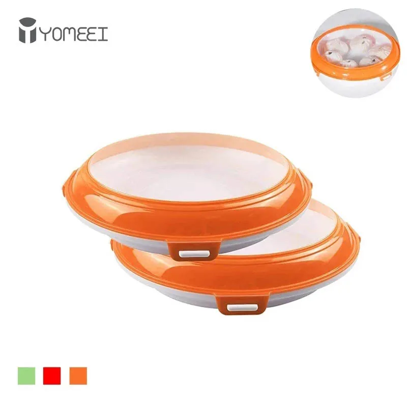 

YOMEEI Round Food Preservation Tray Creative Elastic Film Tray Reusable Food Storage Container Stackable Food Fresh Tray