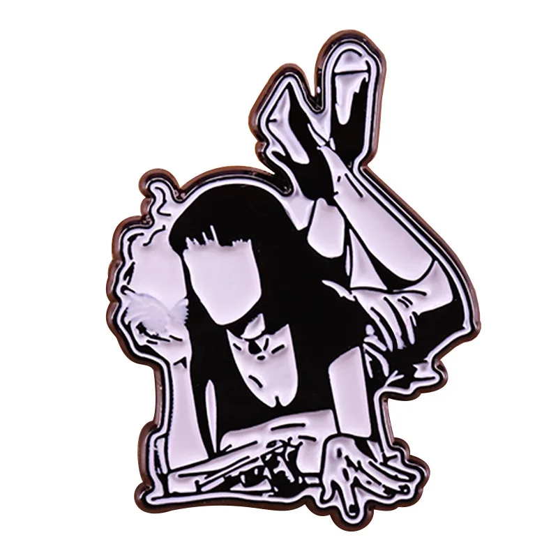 Mia Wallace Pulp Fiction Enamel Pins Brooch Collecting Girl Lapel Badges Men Women Fashion Jewelry Gifts Adorn Backpack Collar