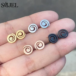 Black Stainless Steel Swirl Spiral Earrings for Women Small Geometric Helix Water Ripple Whirlpool Earings Jewelry Pendientes