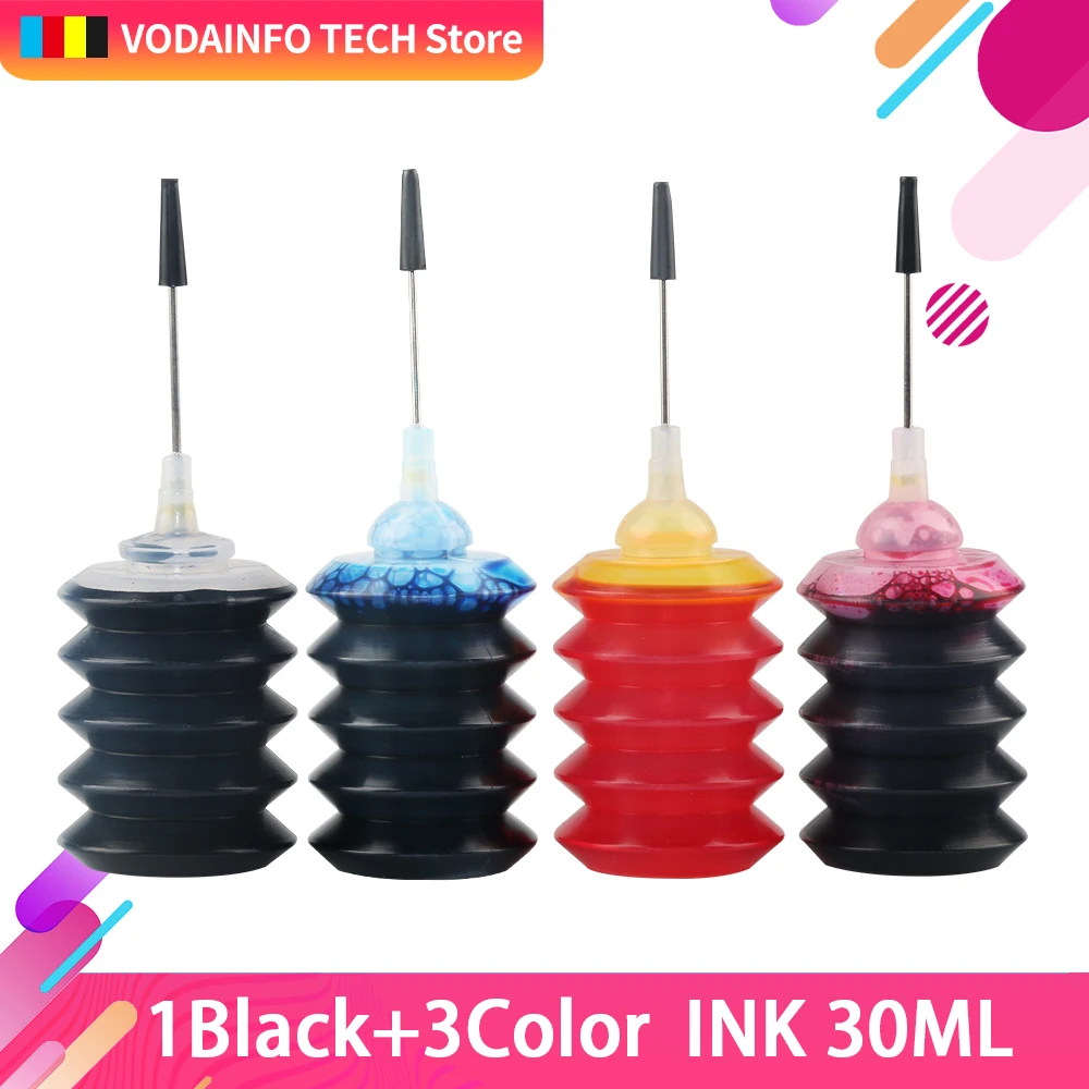 Universal Printer Ink Cartridge 30ml Refill Ink Kit For Inkjet For HP 302 305 304 301 For Canon 545 540 Dye ink