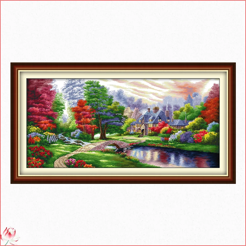 

Joy Sunday Natural Scenery Chinese Cross Stitch Kits Ecological Cotton Stampted Printed 11CT 14CT DIY Easy to Use Home Deco Gift