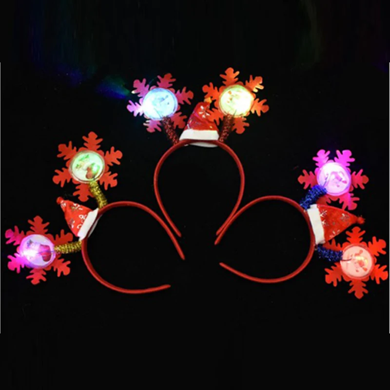 Led Creative Christmas Glowing Headband Hair Snowflake Accessories Hair Band Children Adult Christmas Gifts For Home Decoration