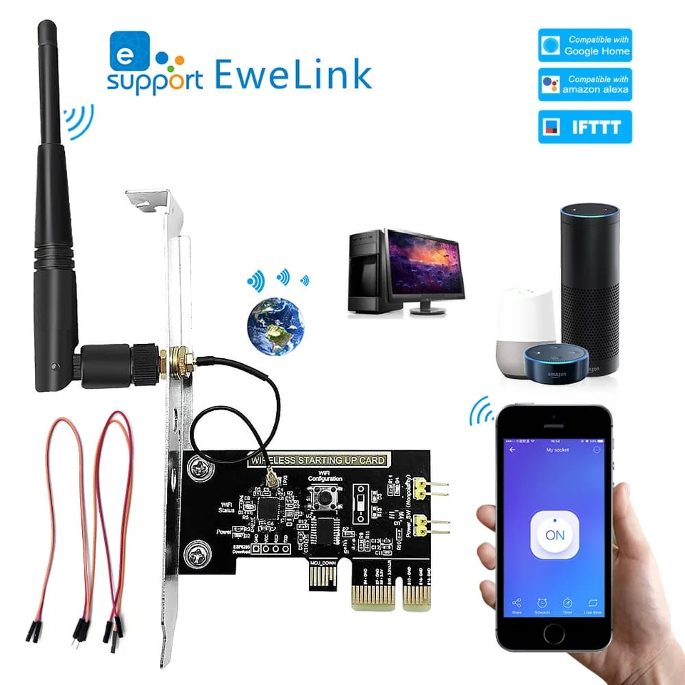 MHCOZY WiFi Remote Power Switch – EWelink App Control, Alexa/Google Compatible, For Desktop PC On/Off