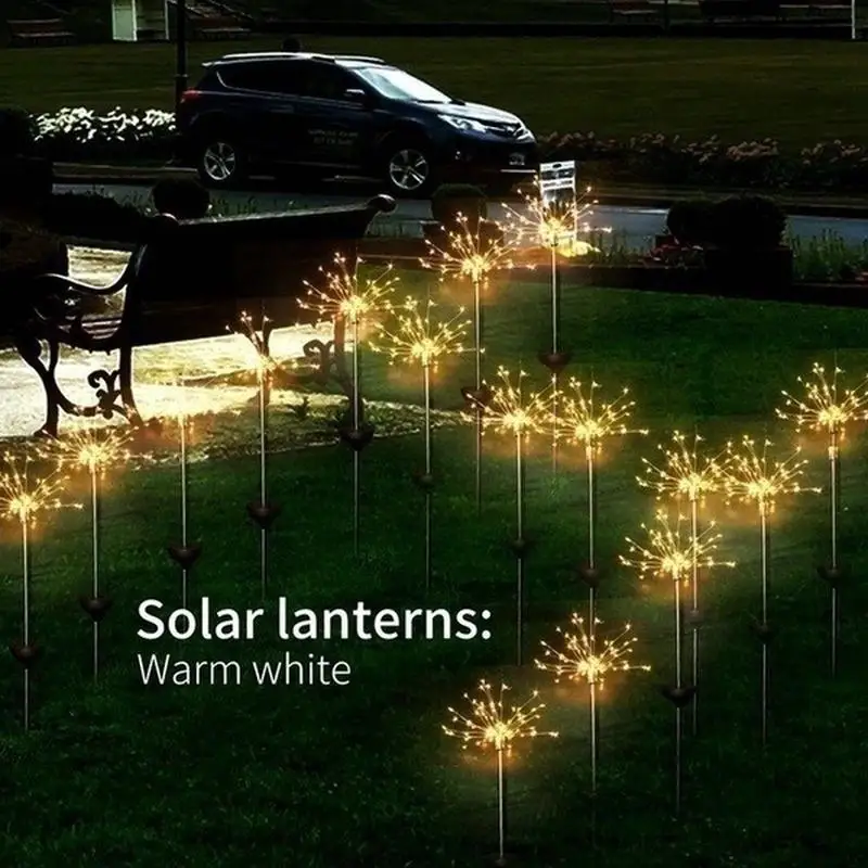Solar Powered Lawn Light Fireworks Copper Lamp String Waterproof Lamp for Christmas