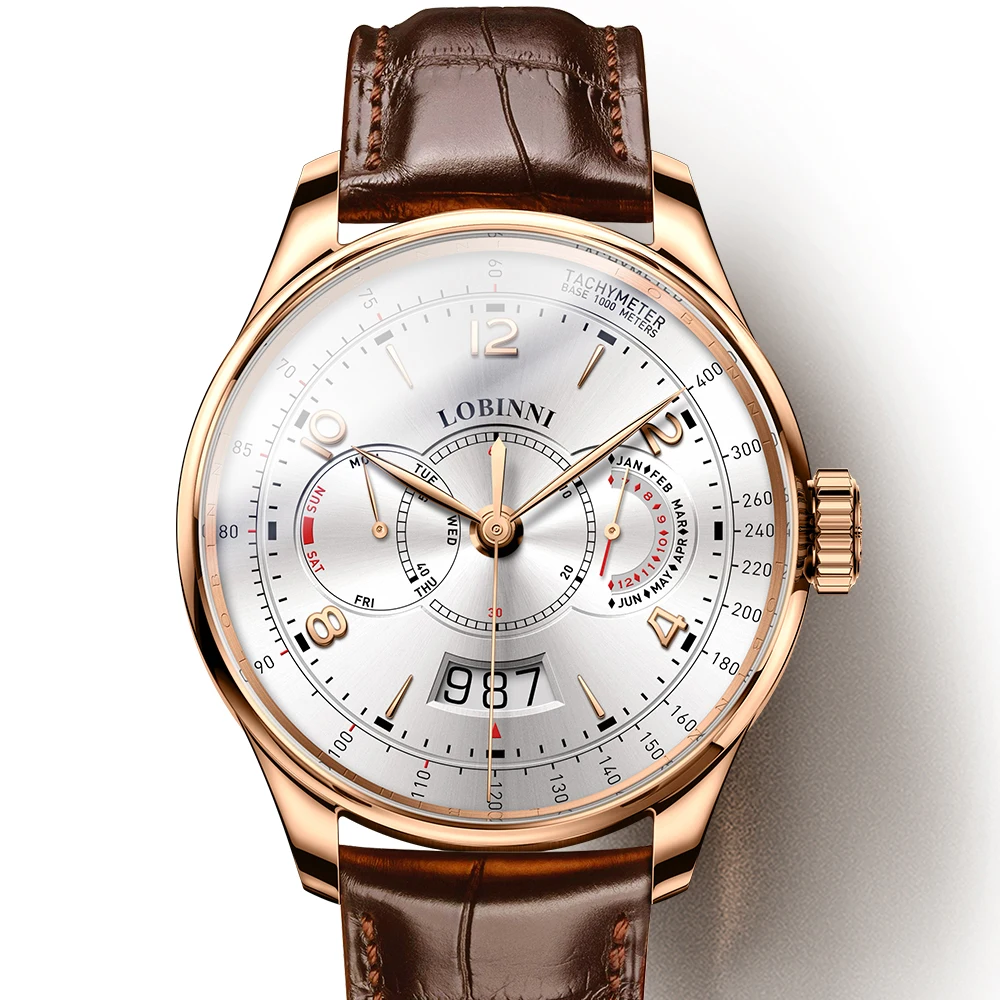 

LOBINNI mens automatic watches,men wrist watch Switzerland man mechanical wristwatch waterproof clock sapphire top luxury brand