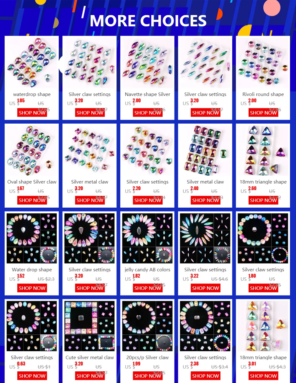 Rechteckige Form Silber Metallklammer 20 Stück/Packung Regenbogen & Jelly AB Glaskristall 13*18mm Näh-Strassperlen Handarbeiten DIY Verzierung – Detail 1
