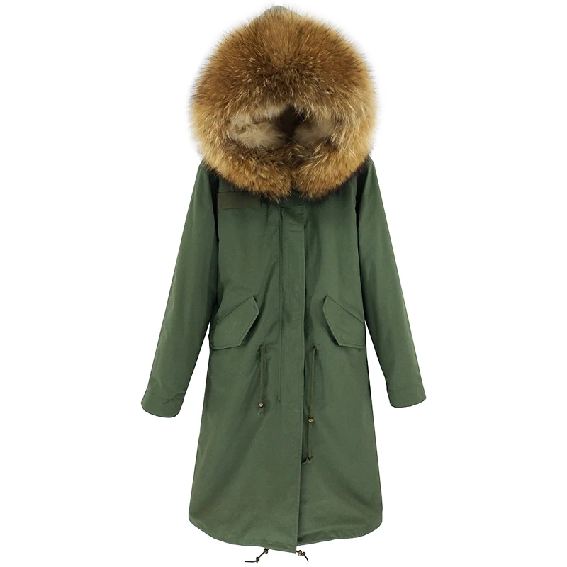 Winter jacket real fox fur liner pie overcoming fur coat thick warm liner raccoon collar hooded fashion luxury coat