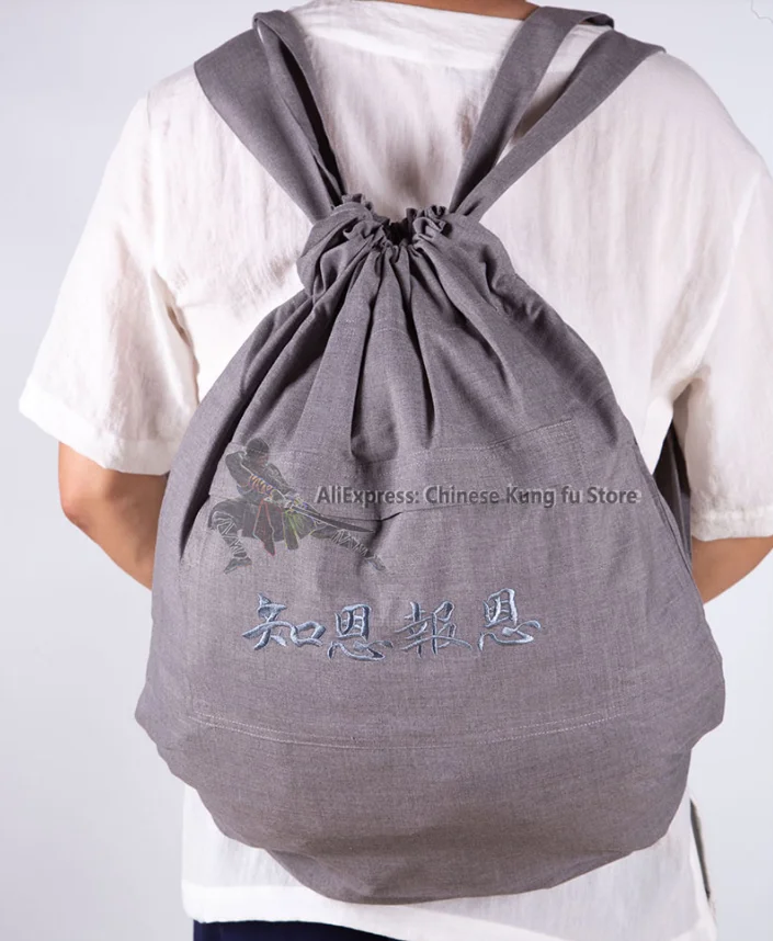 Men's Women's Beautiful Buddhist Monk Bag Zen Meditation Backpack with Embroidery