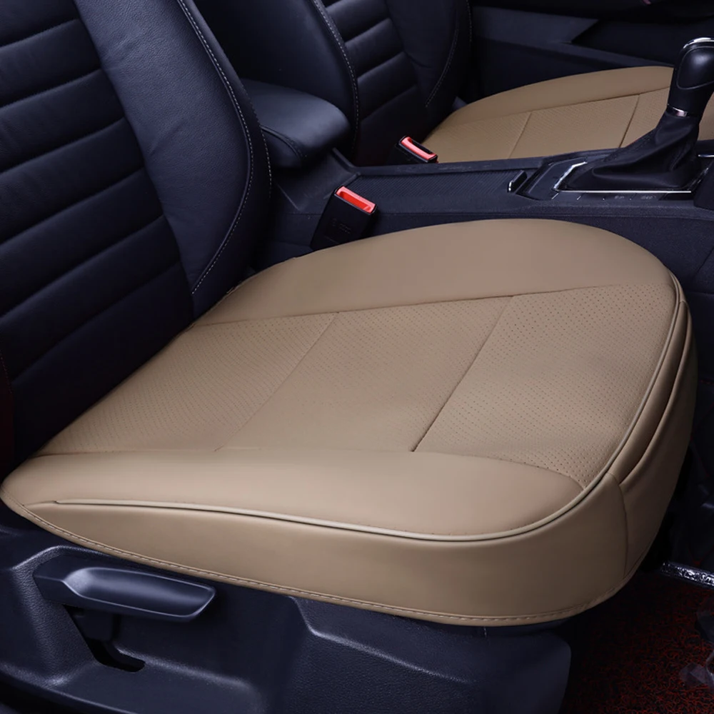 

1pcs Beige Car Front Seat Cover Breathable PU Leather DeluxeSeat Cushion 47cm*50cm Accessories For VW Toyota Honda Nissan BMW