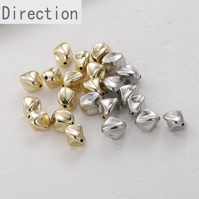 Resin diamond-shaped straight hole color-preserving electroplating does not peel off exquisite beads diy handmade material