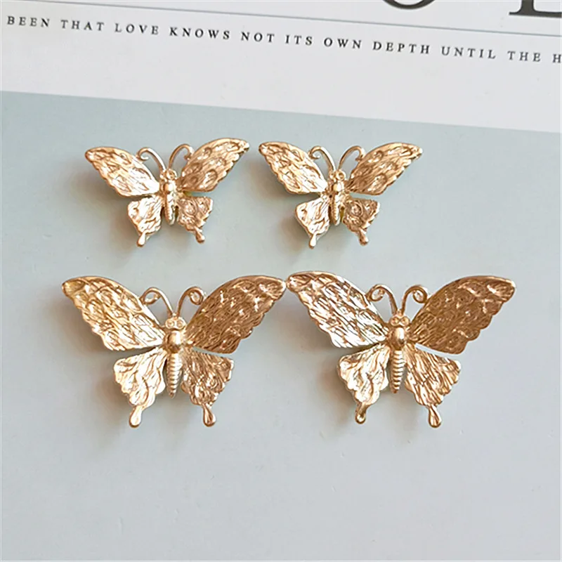 10pcs/lot Alloy Golden Butterfly Pendant Buttons for diy Handmade Hair Jewelry Accessories Brooch Bag Shoes Box Mobile Phone