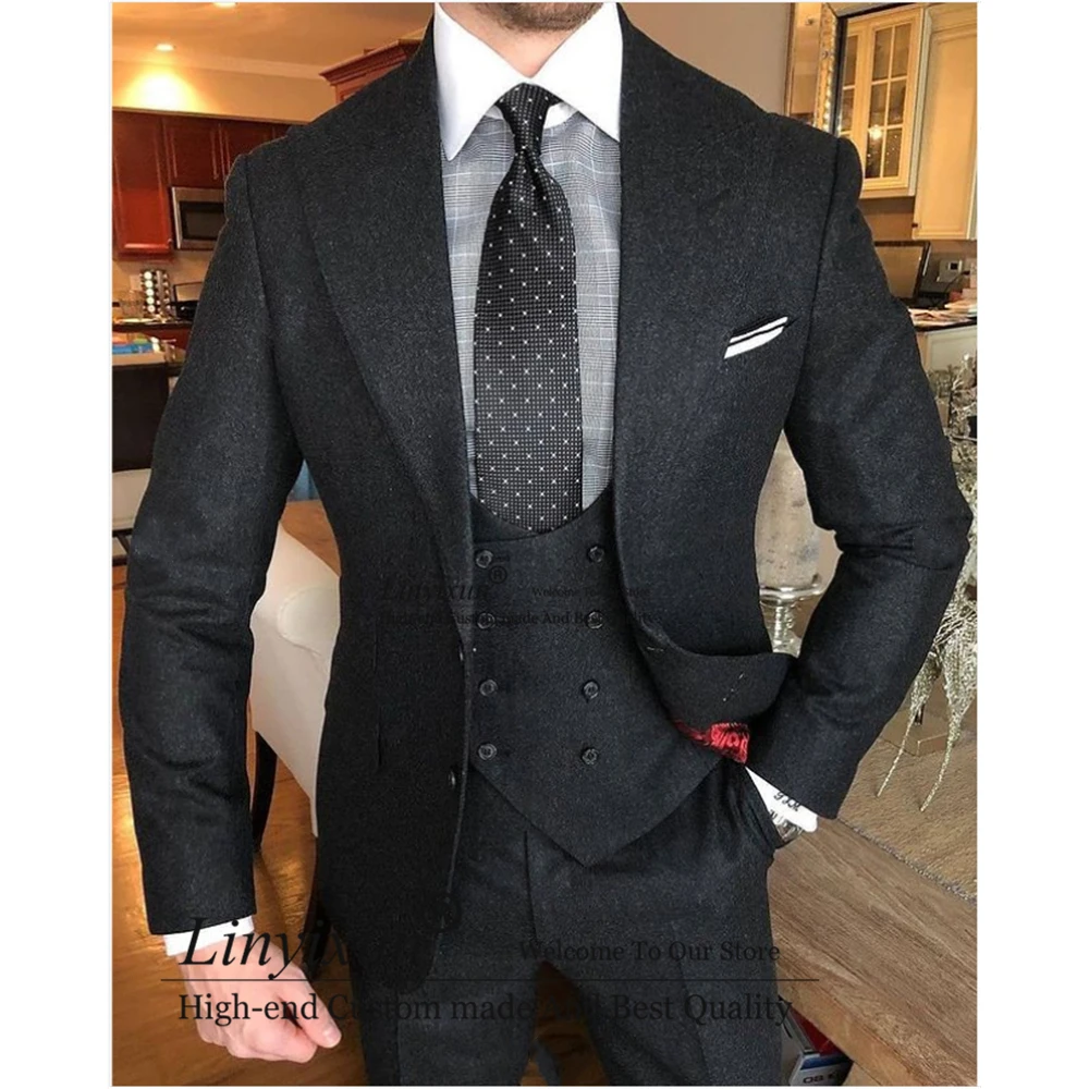 

Classic Grey Mens Suits Formal Business Blazer Slim Fit Wedding Groom Tuxedo 3 Piece Set Banquet Jacket Vest Pants Costume Homme