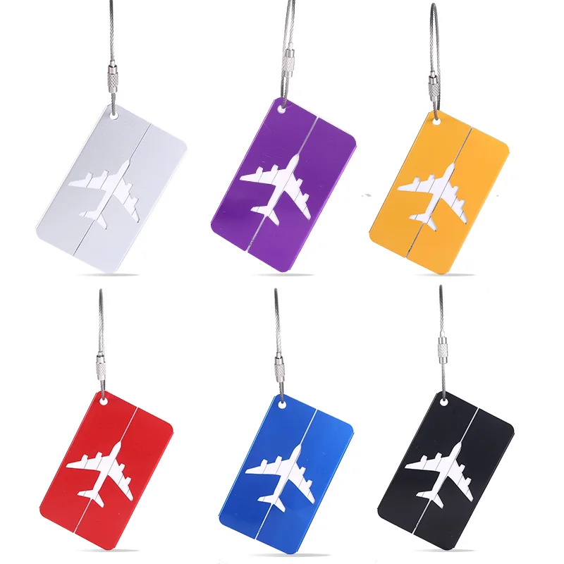 Round airplane shape Travel Accessories Creative Luggage Tag Baggage Name Tags Aluminium Alloy Luggage Tags