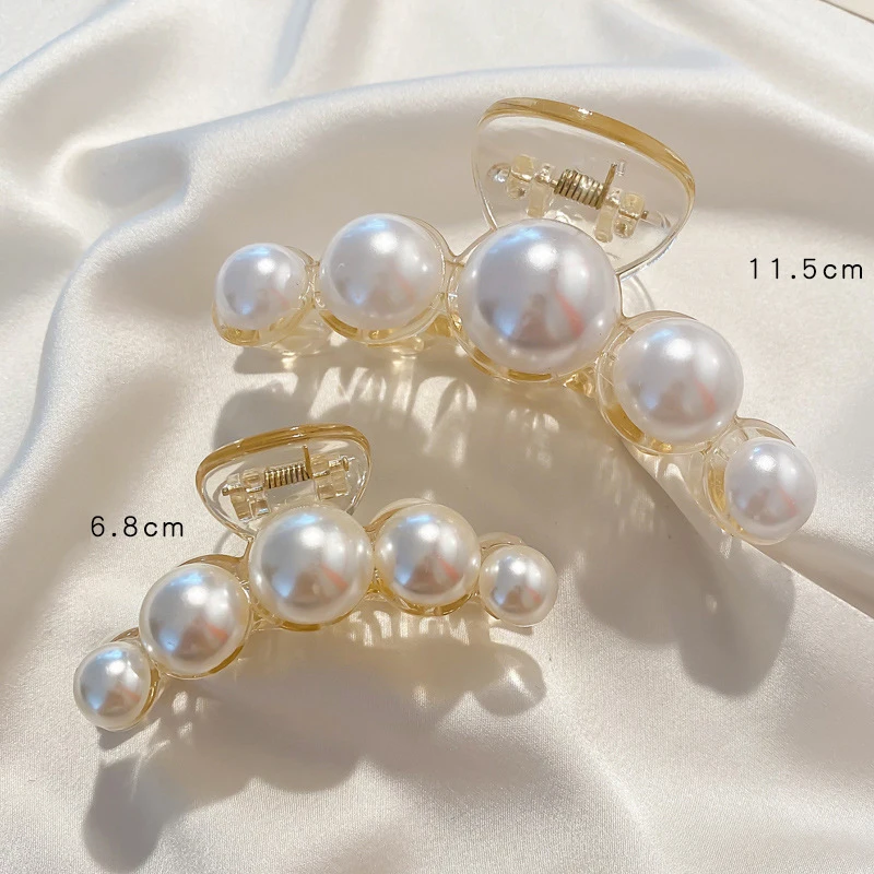 Korean Big Pearl Hair Claw For Women Ladies Makeup Hair Barrettes Hair Accessories Cross Crab Bath Clip Fashion Girl Headwear