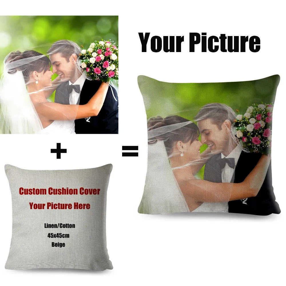 Picture Here Print Pet Personal Life Photos Customize Gift Home Cushion Cover Pillowcase Polyester Short Plush Pillow 45*45cm