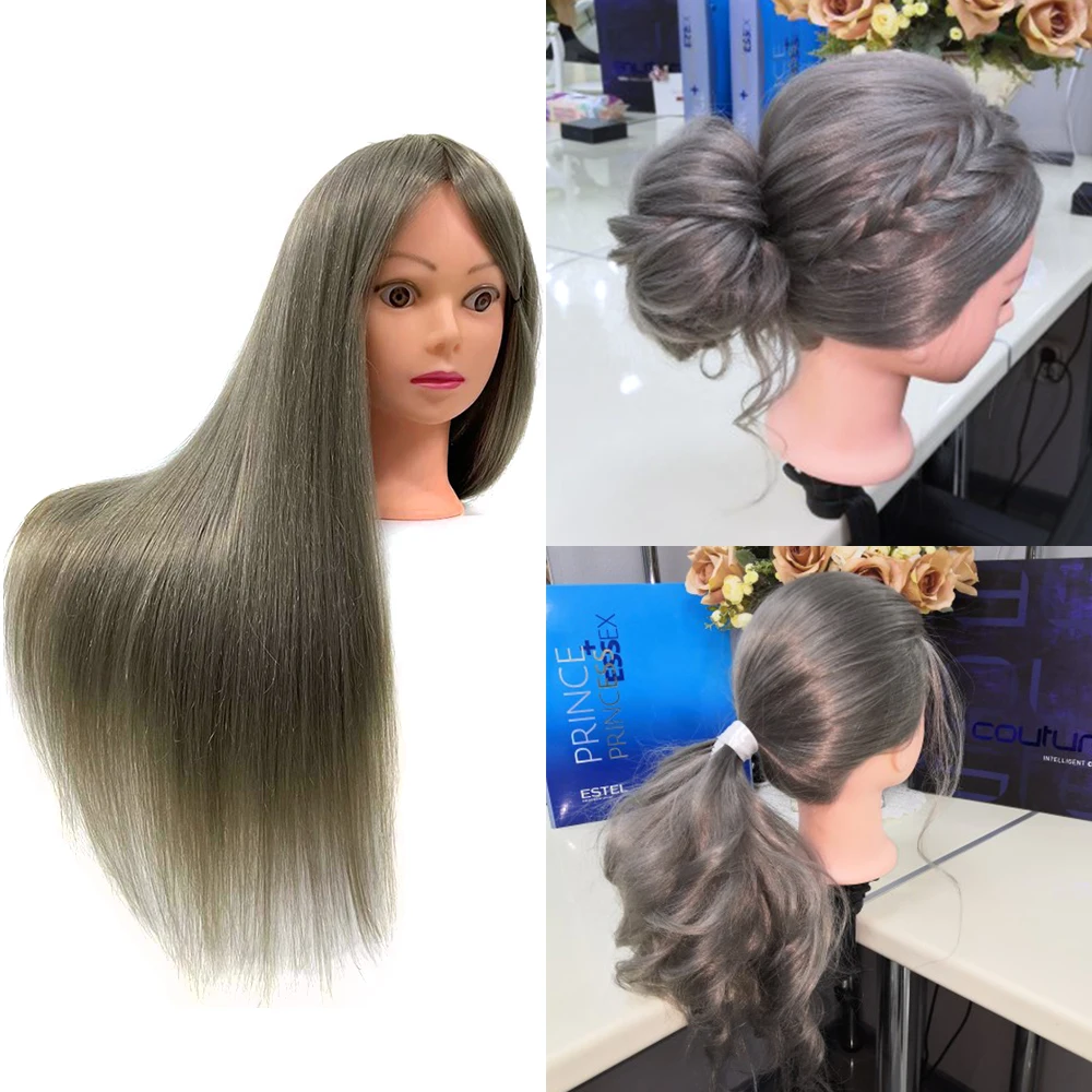 3D Eye Mannequin Head With Long 85% Real Hair Styling Training Head Dummy Dolls Tete De Cabeza For Hairdresser Braiding Practice