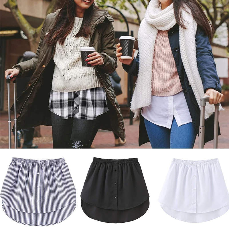 Shirt Extenders Layering Fake Top Lower Sweep Shirt Extender Asjustable Mini Skirt for Women Girls NOV99