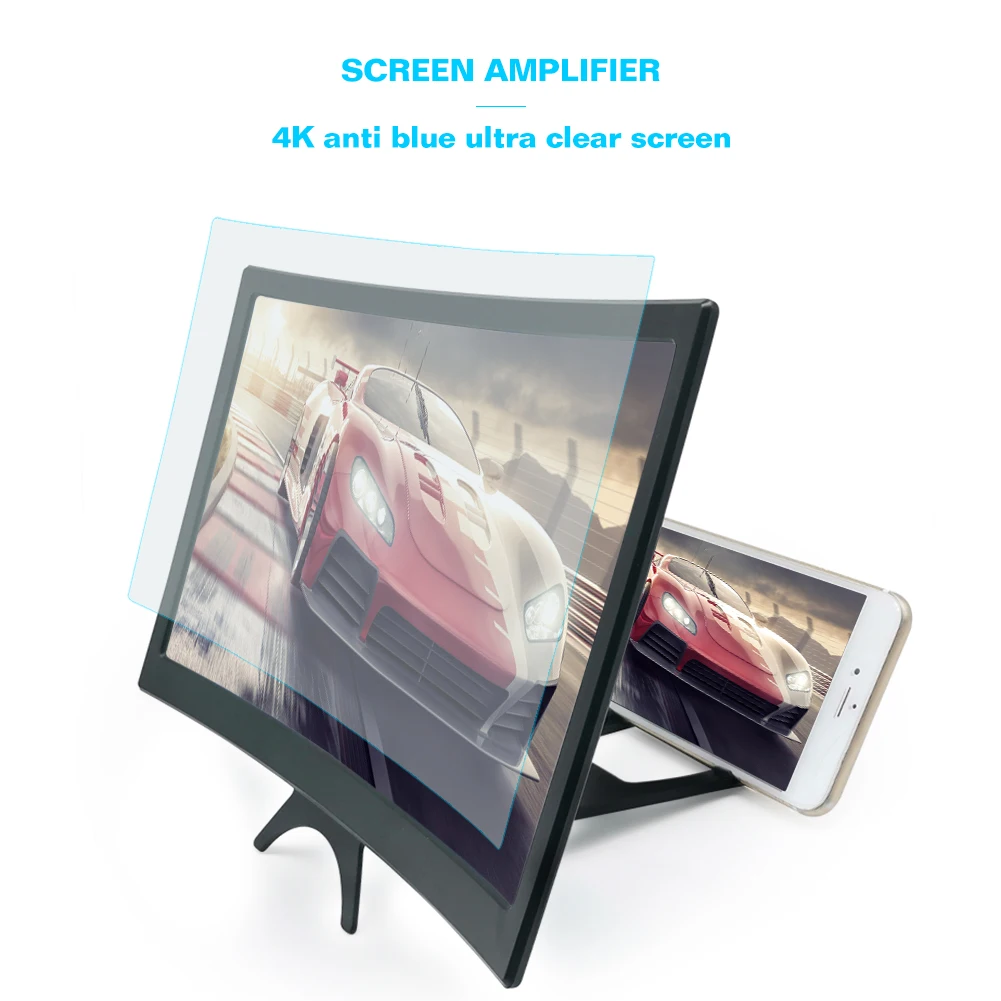 12inch 3D HD Curved Screen Magnifier HD Folding Screen Amplifier Mobile Phone Magnifying Glass Stand Smart Phone Bracket Holder