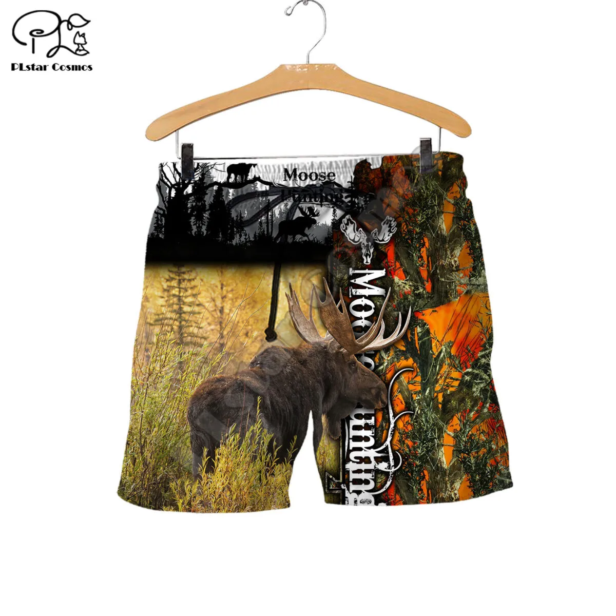 PLstar Cosmos Moose Hunting 3D Printed 2022 Newest Fashion Summer Casual Men\'s Shorts Harajuku Loose Beach Drop Shipping M28