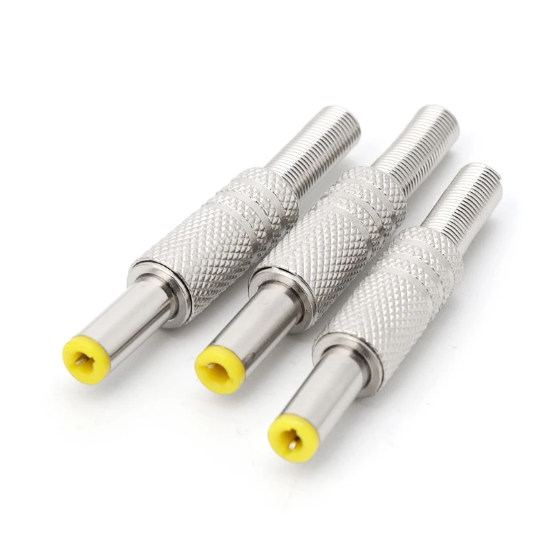 5 Pcs 5.5x2.5mm DC Power Jack Male Plug Metal Connector Adapter With Yellow Head Y98E