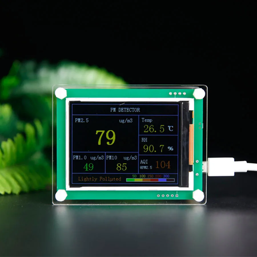 6IN1 Car LCD Digital Air Quality Monitor PM2.5&PM1.0&PM10& AQI Detector Tem&RH Tester Meter