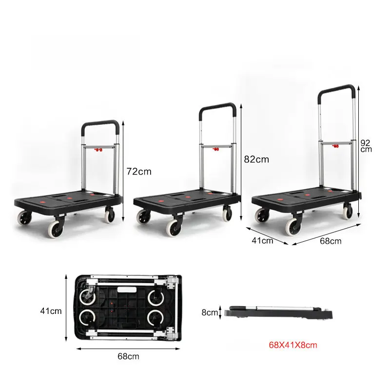 พับ Flatbed รถเข็น,สี่ล้อเต่าดึง Cargo,รถเข็นแบบพกพารถบรรทุกน้ำหนักความจุ330ปอนด์