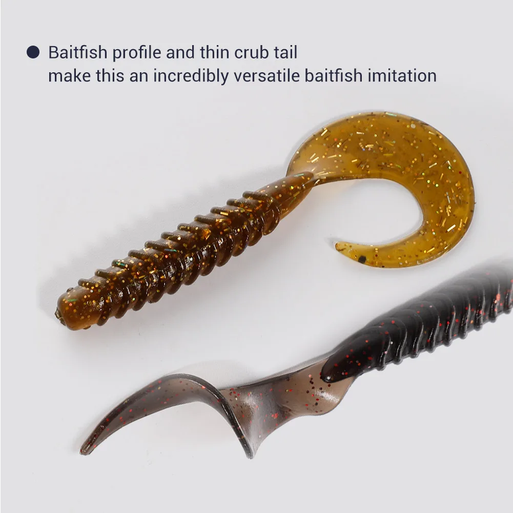 Noeby Soft Lure Worm Bait 7.5cm 2.7g Curly Grub Ribbed Silicone Bait Wobblers Rubber Swimbait Pike Perch Bass Fishing Tackle