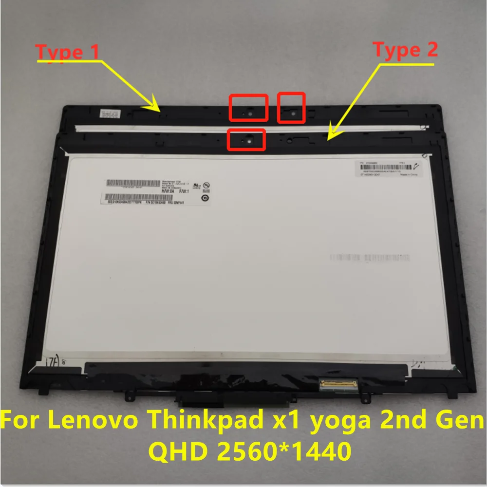 

14.0 Inch 2560*140 Laptop LCD Panel For Lenovo X1 Yoga Screen 2017 2nd Gen