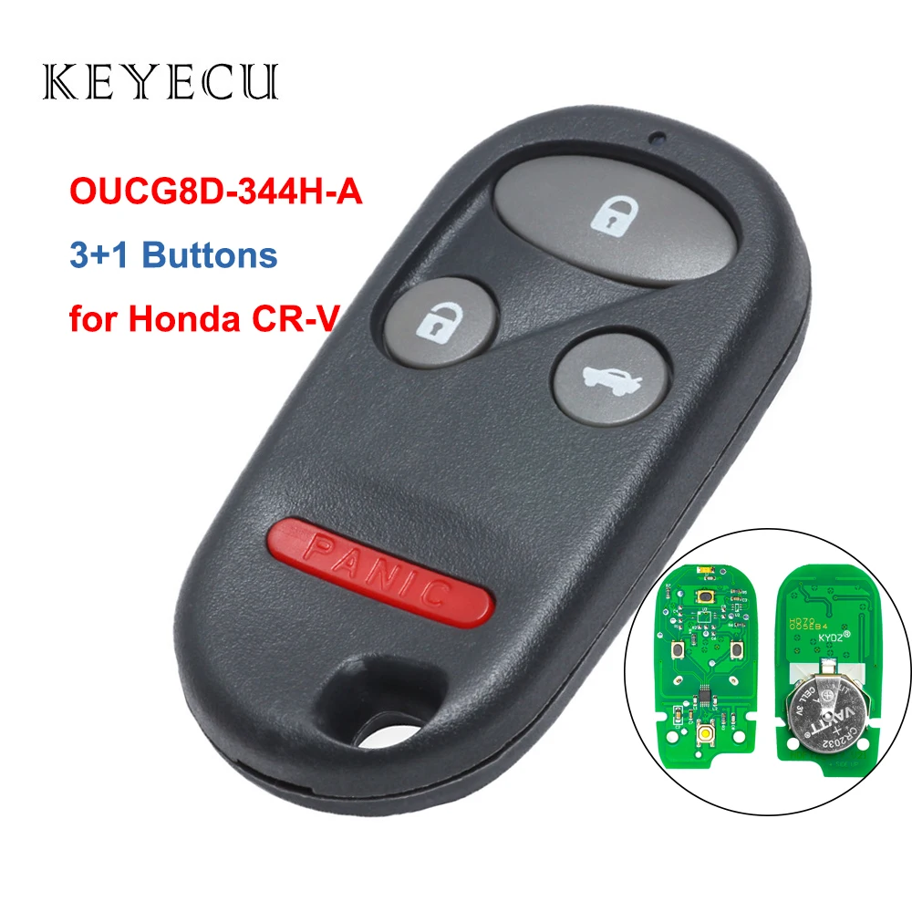 Keyecu Remote Key Fob 3+1 Button 313.8MHz for Honda CR-V 2002 2003 2004 Car Key, FCC ID: OUCG8D-344H-A, Free programming