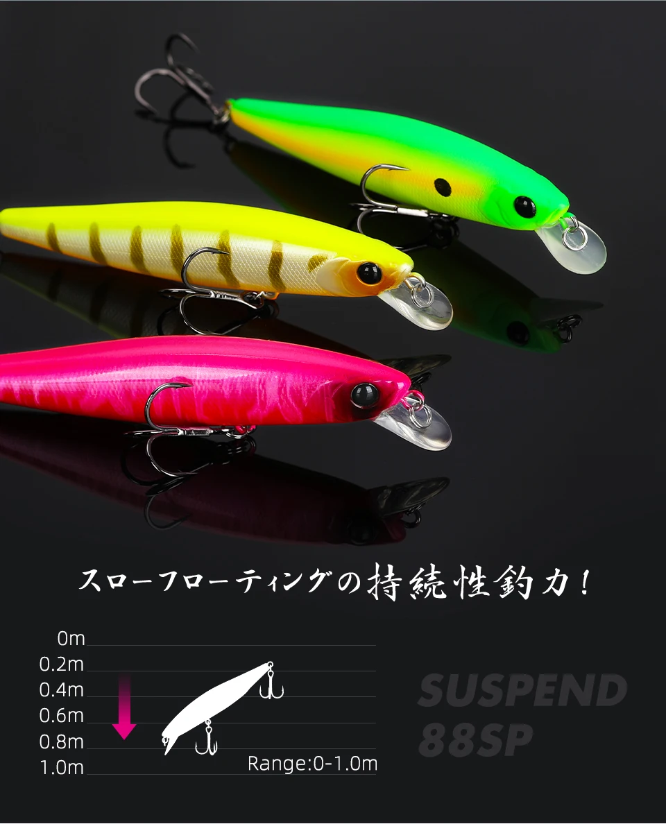 TSURINOYA 88SP Suspending Minnow Angelköder 88mm 10,3g DW76 Lange Casting Künstliche Harte Köder Hecht Bass Big Trout Jerkbait – Detail 15