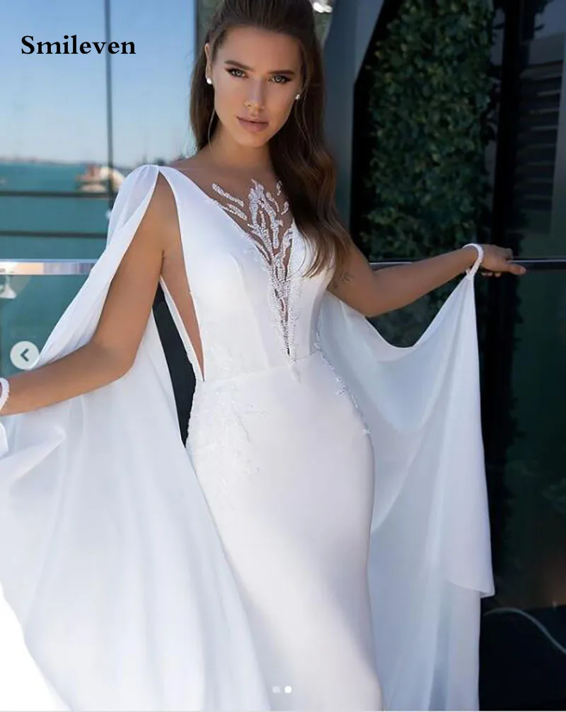 Smileven – robe de mariée sirène en mousseline de soie, Style plage, dentelle, 20212020