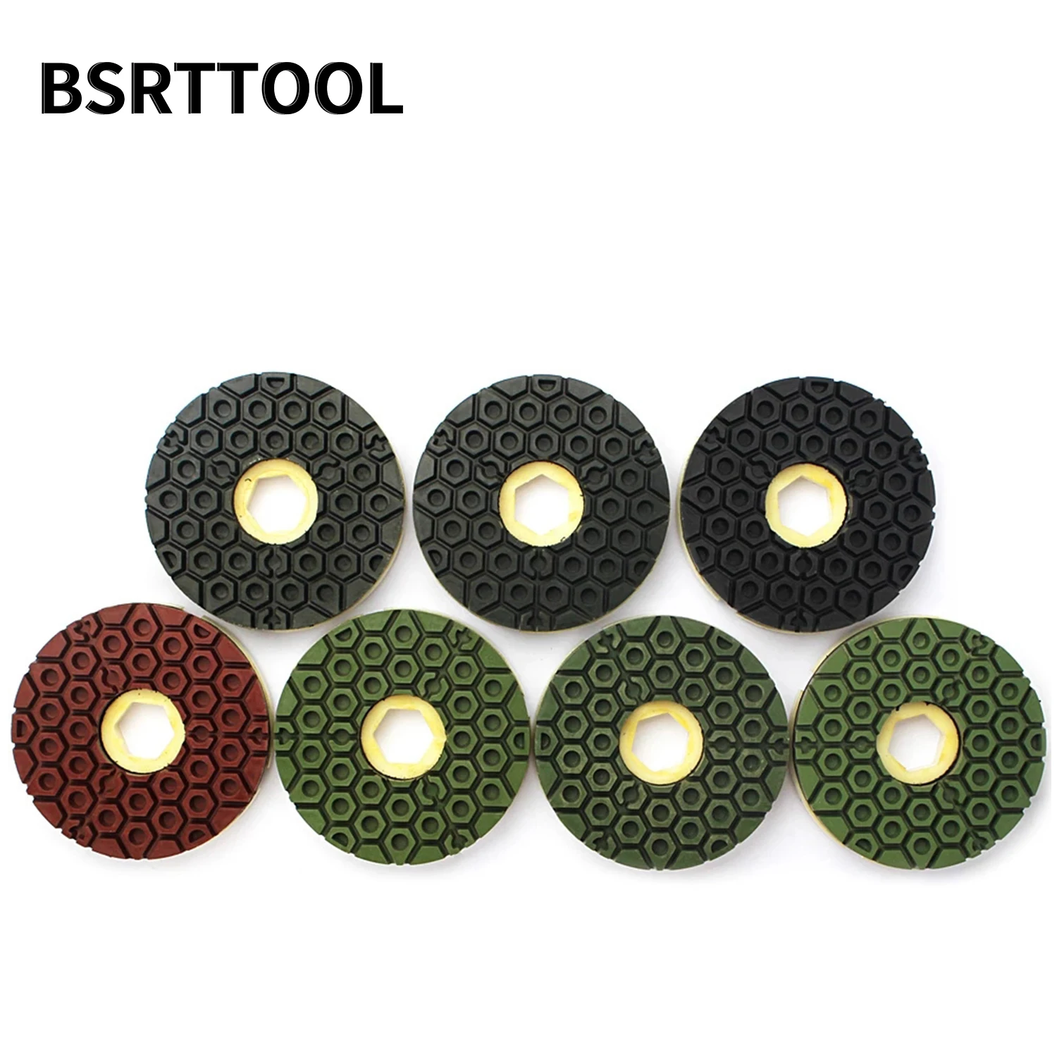 

BSRTTOOL 7PCS 6 Inch Diamond Polishing Pads Snail Lock Abrasive Disc Wet Polishing Pad For Marble Granite Grinding Wheel