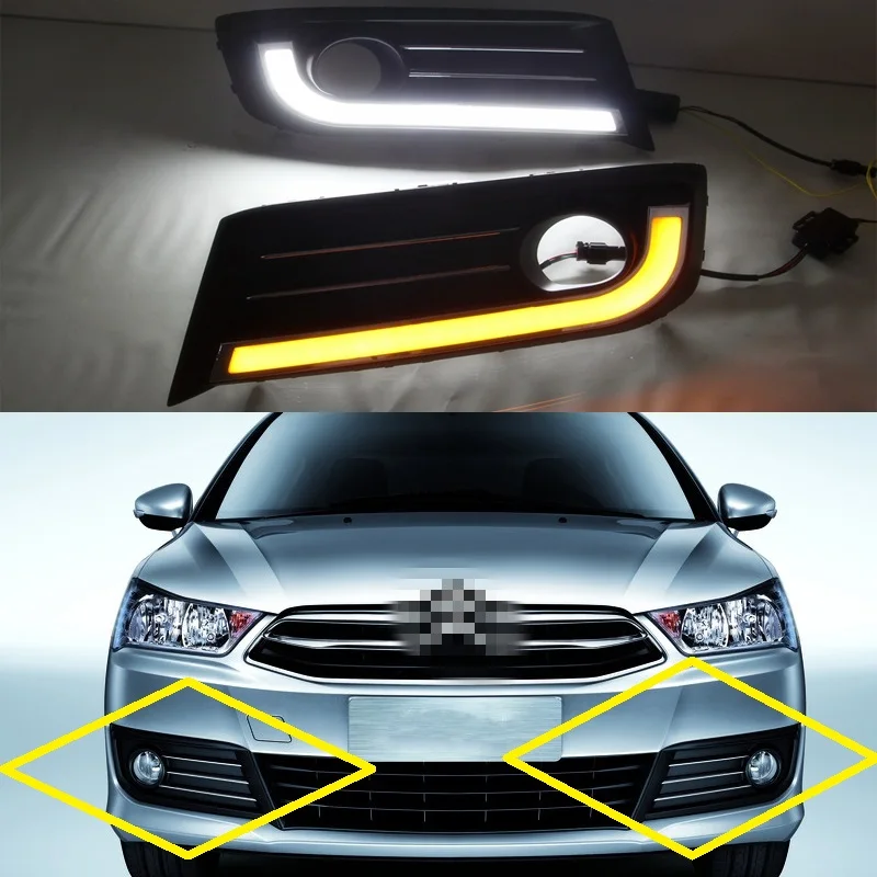 1 Set fog lamp cover with daytime running light DRL with turn lamp for Citroen C-Quatre C4 2012-2014