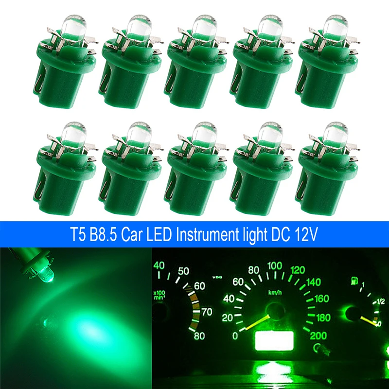 10Pcs Instrument light T5 B8.5 LED Car Turn Signal Lamp Parking Lights 5 Colors White Blue Red Yellow Green