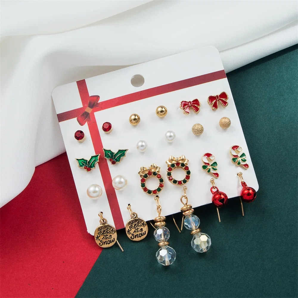 FNIO Fashion Tassel Earrings  2021 Trend For Women Pearl Santa Claus Elk Tree Earring Set Girls Party Christmas Jewelry Gifts