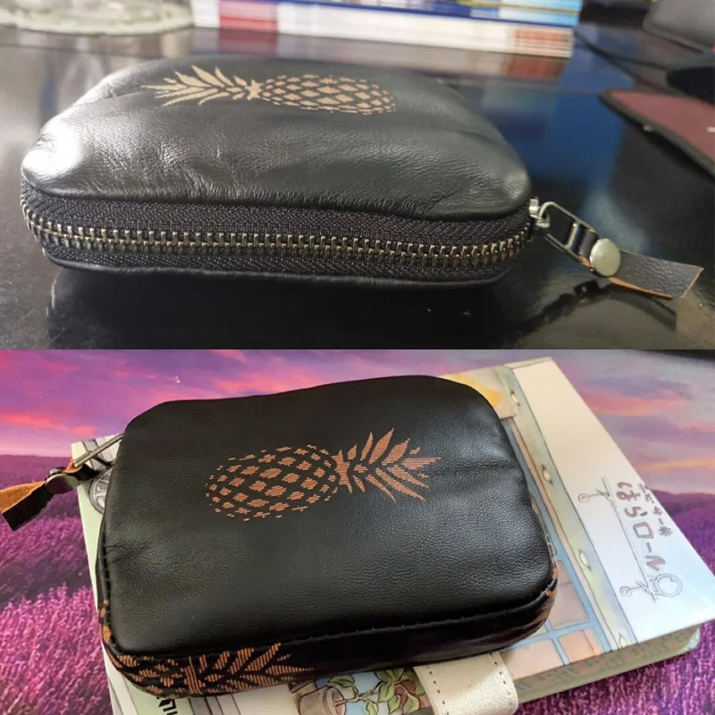 Imagem -03 - Alisara-primeira Camada de Couro de Couro Coin Purses Carteiras de Cartão de Crédito Casual Bolsa de Armazenamento Simples Top End Pele de Carneiro