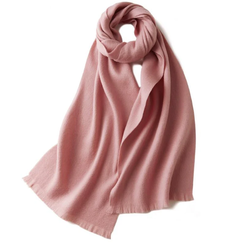 100% pure wool scarf Women\'s wild classic pure color new autumn and winter couples warm long short ear cashmere scarf