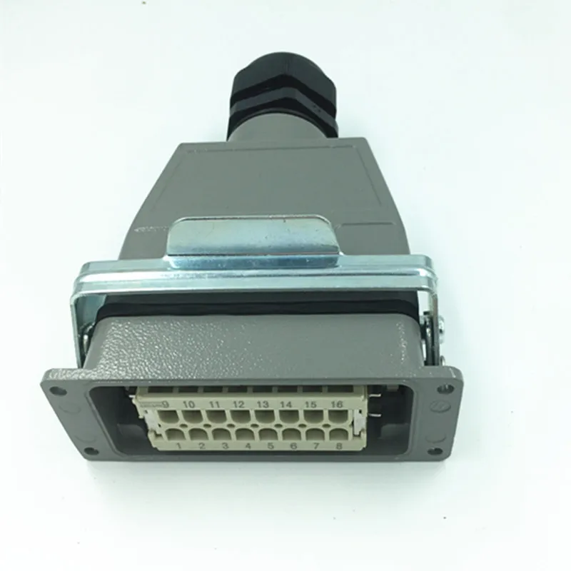 รูปสี่เหลี่ยมผืนผ้า Heavy-Duty 16-Core Hot Runner Connector ปลั๊ก HDC-HE-016หัวเข็มขัดเดี่ยว PG29